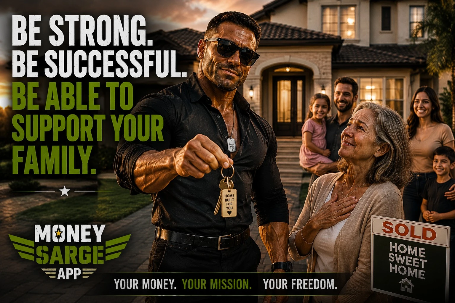 Money Sarge poster: be strong, be successful, be able to support your family